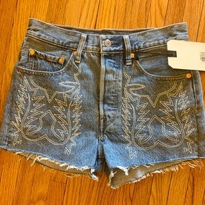 New, embroidered western-style Levi shorts
